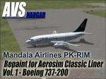 FS2004 Aerosim Boeing 737-200 Mandala Airlines PK-RIM Textures